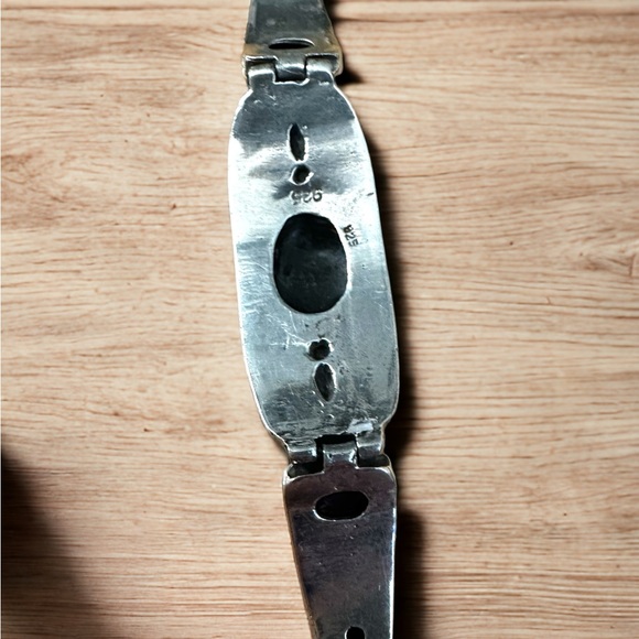 Stunning Fire Opal & Turquoise in Solid Sterling Silver Bracelet - Picture 6 of 12